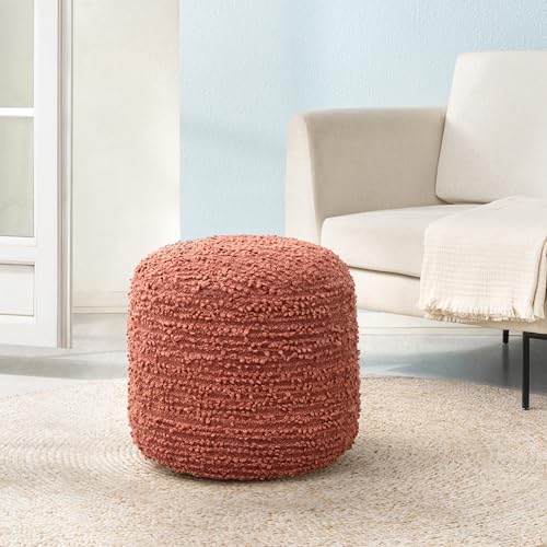 Anji Mountain Pouf Ottoman Foot Rest, Handmade Ottoman Pouf, Comfortable Foot Stool, Decorative Floor Seating for Living Room Decor, Bedroom & Home Décor Accent - Terracotta - color: Terracotta