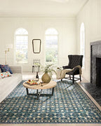Loloi Rifle Paper Co. Eden Collection EDE-03 Lattice Indigo 2'-6" x 7'-6" Runner Rug feat. CloudPile™ - color: Lattice Indigo, size: 2'6" x 7'6" (Rectangular)