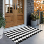 joybest Buffalo Plaid Rug 3 x 5 ft Black and White Checkered Area Rug Cotton Hand-Woven Indoor Outdoor Rugs Carpet for Patio, Living Room, Dining Room, Bedroom - size: 3' x 5' (Rectangular)