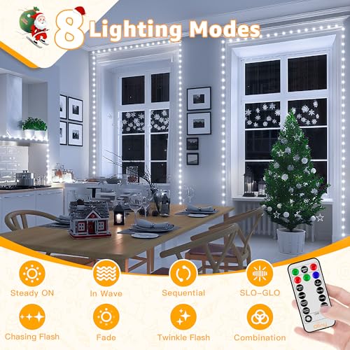 Ollny Christmas Lights Cool White, 600LED 197FT Christmas Tree Lights IP67 Waterproof, Plug in Fairy Lights with Remote 8 Modes Timer, Xmas Light for Outdoor Indoor House Holiday Decor (Pack of 2) - color: Cool White, size: 600 LEDs (Pack of 2)