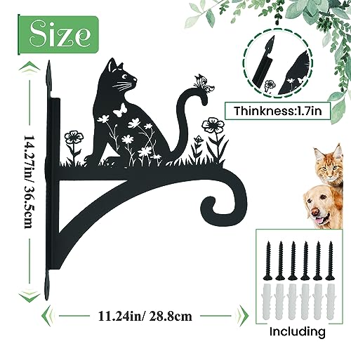 Plant Hangers Outdoor Heavy Duty Iron Decorative Cat Silhouette Plant Hooks for Hanging Baskets 11 inch Hanging Plant Bracket Wall Hooks for Flower Pot Lantern Bird Feeder Wind Chimes - color: Cat