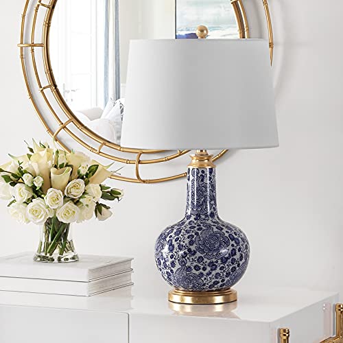 Safavieh Lighting Collection Leia Blue Floral Chinoiserie Ceramic 26-inch Bedroom Living Room Home Office Desk Nightstand Table Lamp (LED Bulb Included) - color: Blue