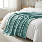 Exclusivo Mezcla Fleece Bed Blanket King Size, Lightweight Jacquard for Spring Summer, Soft Cozy Breathable Blankets, Celadon, 90x104 Inches - color: Celadon, size: King ( 90x104 IN )