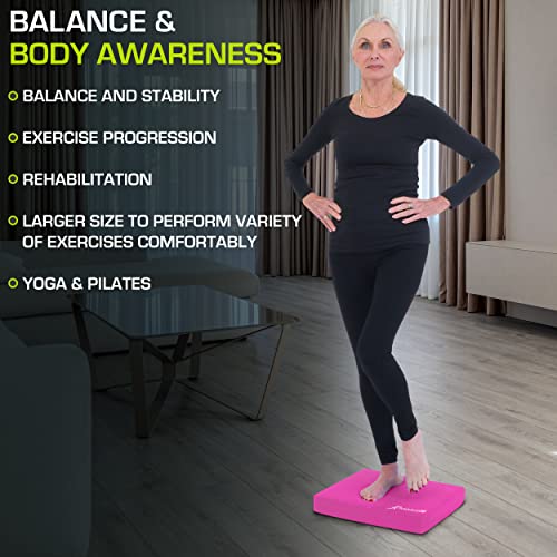 ProsourceFit Exercise Balance Pad, Non-Slip Cushioned Foam Mat & Knee Pad for Fitness and Stability Training, Yoga, Physical Therapy - color: Pink, size: XL - (18.75" x 15")