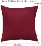 Thmyo 4-Pack 100% Cotton Comfortable Solid Decorative Throw Pillow Case, Square Cushion Cover Pillowcase Sublimation Blank Pillow Covers DIY Throw Pillowcase for Sofa(22x22 inch/ 55x55cm,Wine red)