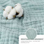 Love's cabin 100% Cotton Muslin Blanket, 6 Layer Lightweight Breathable Gauze Queen Size Blanket 90 x 90 Inches, Soft All Season Blanket for Bed, Cyan - color: Cyan, size: Queen(90"x90")