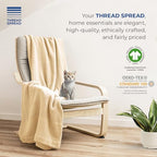 THREAD SPREAD Organic GOTS Certified Cotton Blanket, Twin/Twin XL - 350 GSM, Antistatic, Fuzzy Soft, Lightweight, Sofa, Camping & Travel, All-Season Herringbone Throw, Biege + Stylish Bonus Tote Bag - color: Herringbone - Beige, size: Twin / Twin XL
