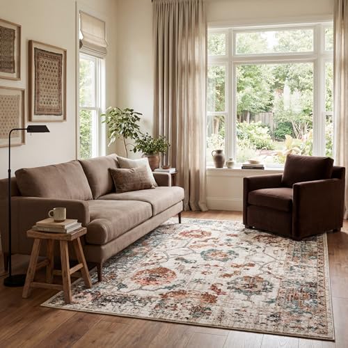 nuLOOM Performance Oriental Style Area Rug, Vintage Design, Durable, Easy to Clean, Cecil Beige, 5' x 8'