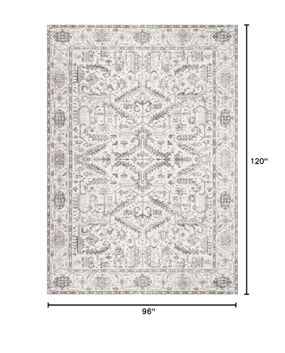 8x10 Area Rugs for Living Room - Washable Soft Large Vintage Rug Non-Slip Stain Resistant Traditional Stain Resistant Indoor Floor Low Pile Carpet for Bedroom Dining Room or Home Office - White - color: White, size: 8' x 10' (Rectangular)