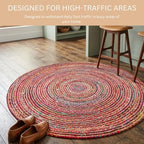 WeWove Hand Woven Area Rug 4 Feet Round - Jute Cotton Area Rug Rustic Farmhouse Boho Accent Rug for Living Room Bedroom Kitchen Dorm Entryway Hallway - Handcrafted Floor Rug - size: 4' (Round)