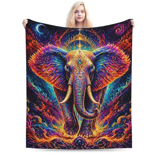 Elephant Blanket Gifts for Women Kids, Space Galaxy Flannel Blankets, Warm Cozy Soft Throw for Bedroom, Camping, Couch, Decor 40x50 in - color: Elephant, size: 40"x50"