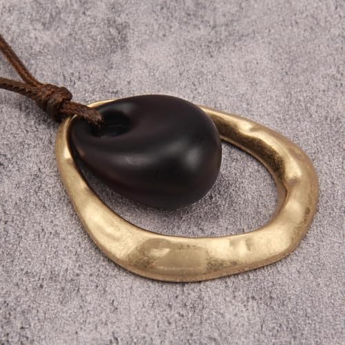 Leather Necklace for Women Long Boho Pendant Hippie Choker Necklace Bohemian Layered Leather Rope Wooden Jewelry Gifts - style: Bohemian Hippie Necklace