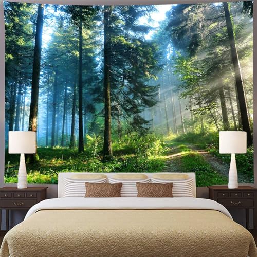 Aidatain Misty Forest Tapestry Wall Hanging Art Nature Sunlight Landscape Tapestries 80L X 60W Flannel Fabric Art Tapestries,for Living Room Dorm Bedroom Home GTOKAT0269 - color: colorful