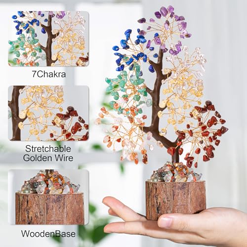 MAIBAOTA 7 Chakra Tree Crystal Tree of Life Decor Birthday Gifts for Women Healing Crystals for Positive Energy Spiritual Gift for Sister and Mom Housewarming Gifts New Home Money Trees Decoration - color: Multicolor01