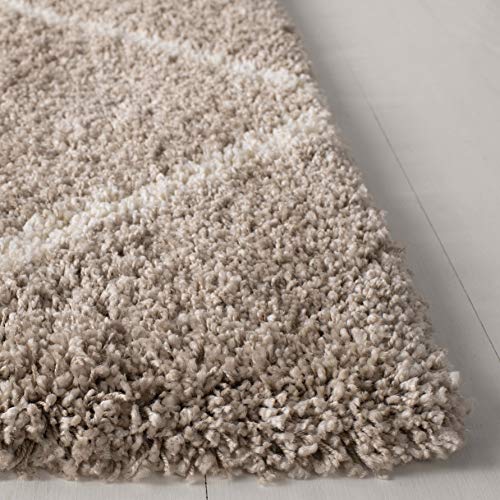 SAFAVIEH Hudson Shag Collection Accent Rug - 2' x 3', Beige & Ivory, Modern Trellis Design, Non-Shedding & Easy Care, 2-inch Thick Ideal for High Traffic Areas in Foyer, Living Room, Bedroom (SGH281S) - color: Beige/Ivory, size: 2' x 3' (Rectangular)
