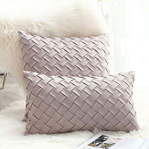 vctops Boho Basket Weave Pattern Decorative Throw Pillow Cover Super Soft Suede Solid Square Accent Cushion Case for Couch Sofa Car (My Grey,18"x18") - color: My Grey, size: 18" x 18" (Pack of 1)