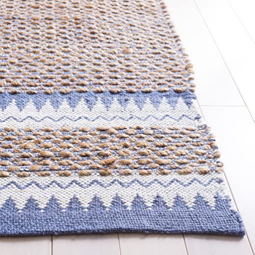 SAFAVIEH Natural Fiber Collection Runner Rug - 2'6" x 8', Natural & Blue, Handmade Farmhouse Boho Coastal Rustic Jute, Ideal for High Traffic Areas in Living Room, Bedroom (NF874M) - color: Natural/Blue, size: 2'6" x 8' (Runner)
