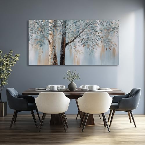 Abstract Wall Art Wall Decor Abstract Tree Painting Wall Decor Modern Retro Home Decor Blue Canvas Painting Framed Artwork for Living Room Bedroom Office 20" x 40" - color: Blue, size: 40"L x 20"W