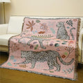 JQZ Bohemian Throw Blanket, Woven Cotton with Fringe, for Sofa, Bed, Picnic, Outdoor Camping (Snow Leopard) - color: Snow Leopard