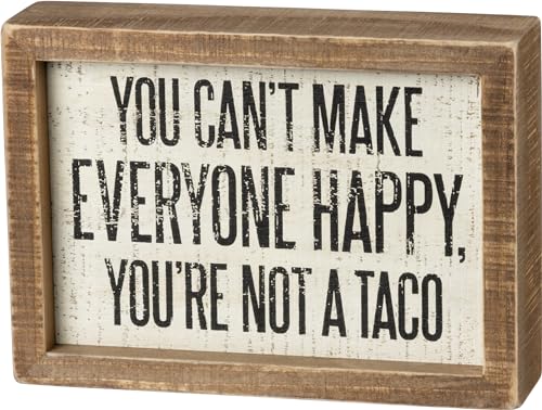 Primitives by Kathy Rustic Farmhouse Decor - Inspirational Wall Art, Wooden Table/Shelf Decor, Boho Kitchen Accessories 5”x7” - style: Not A Taco Inset Sign