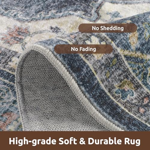 AMOAMI-2X3 Small Rug-Washable Rugs Entryway Mat Indoor-Soft Vintage Non Slip Rugs for Kitchen Laundry Room Bathroom Blue Decorative Accent Rug for in Front of Sink 24 Inch x36 Inch - color: Blue, size: 2' x 3' (Rectangular)