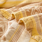 MEJU Muslin All Season Blanket for Bed Sofa Couch, 100% Combed Cotton 3 Layer Soft Warm Quick Dry Throw Blanket Bed Coverlet Sheet (Boho Yellow, Twin 60 in x 80 in) - color: Boho Yellow, size: Twin 60 in x 80 in