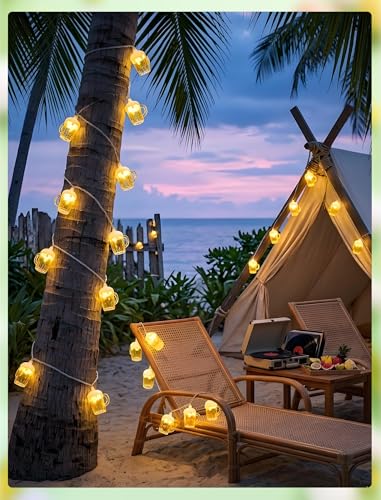 Outdoor Beer Mug String Lights Plug in, 8.5Ft 10 LED Tropical Beach Theme Beer String Lights for Cinco de Mayo Party Decorations, Hanging Tropical Party Lights Waterproof for Backyard Garden Bar Patio - color: Beer Mug Lights