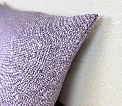 Aiking Home Imitation Burlap Lumbar Pillow Cover 12x24 Inch Vintage Faux Linen Rustic Natural Look, 1 Piece Elegance Farmhouse Style Accents Pillow Case for Indoor Use, Lavender - color: Lavender, size: 24" x 12" (Pack of 1)