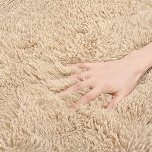 DETUM 2X6 Beige Runner Rug for Hallyway Entryway Kitchen Fluffy Area Rugs Light Beige Bedroom Rug Soft Kids Room Rugs Furry and Washable Kids and Pets Friendly - color: Light Tan, size: 2 x 6 feet