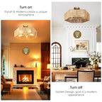 21.2" Rattan Ceiling Light 5-Light Boho Light Fixture Bohemian Ceiling Light Fixture for Bedroom Living Room Dining Room, Bulb NOT Included
