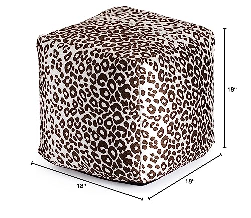 Anji Mountain 100% Handmade & Handcrafted Comfortable Home Décor Outdoor Pouf Ottoman Footrest for Living Room, Bedroom, Nursery, Kidsroom, Patio Furniture - (18" x 18" x 18"- Red-Ivory) - color: Amur Brown