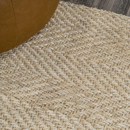 JONATHAN Y Espina Hand Woven Herringbone Chunky Jute Ivory Runner Rug, 2x8, Bohemian, Cottage, Easy-Cleaning for Living Room, Bedroom, Kitchen, Pet Friendly, Non-Shedding (NFR101B-28) - color: Ivory, size: 2'2" x 8' (Runner)