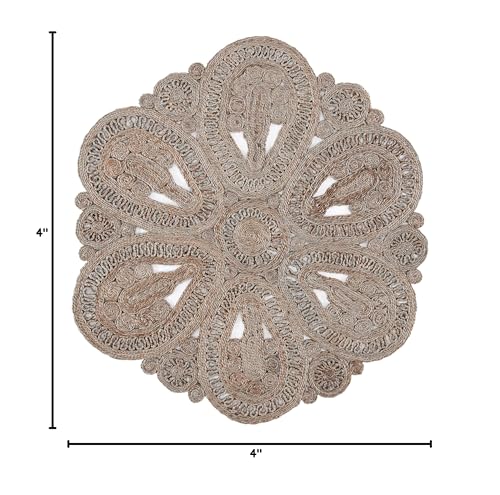 SAFAVIEH Area Rug 4' Round - Natural Fiber Collection - Grey, Handmade Jute, Decorative Boho Floral Design (NF360C)