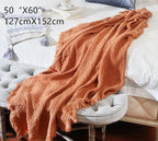 CREVENT Farmhouse Rust Knit Throw Blanket for Couch Sofa Chair Bed Home Decoration, Soft Warm Cozy Light Weight for Spring Summer Fall (50''X60'' Caramel/Rust)