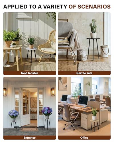 Plant Stand Indoor Tall: Corner Wood Plant Stand 2 Pack Mid Century Modern Decor - Small Round Plant Table for Indoor Plants - Outdoor Plant Holder for Patio Living Room Office (Burlywood) - color: Burlywood, size: 14"&20"