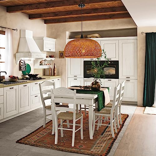 Rustic Farmhouse Bamboo Pendant Light - 18 Inch Large Dome Handwoven Ceiling Mounted Bamboo Chandelier Shades, Coastal Beach Hanging Rattan Light Fixture for Kitchen, Dining, Living Room - size: 5514L