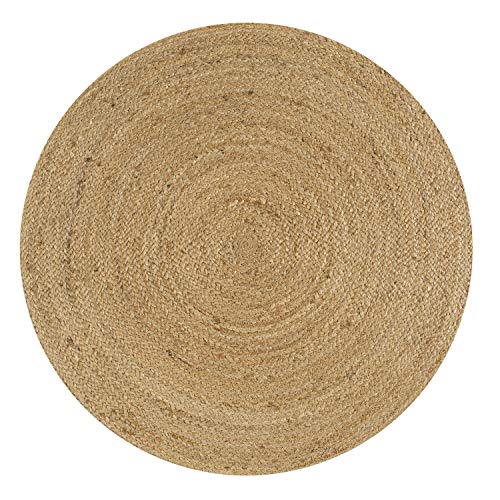 JONATHAN Y Soleil Jute Braided Circle Natural 8' Round Indoor Area Rug, Natural-Fibers, Geometric, Easy-Cleaning for Living Room, Bedroom, Kitchen, Pet Friendly, Non-Shedding (RNF103A-8R) - size: 8' (Round)