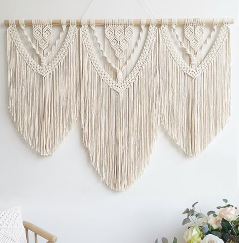 Achart Macrame Wall Hanging Large- Boho Wall Decor- large wall art- Wall Decor Living Room- Macrame Tapestry Boho Decor for Bedroom (Beige-C) - color: Beige-C