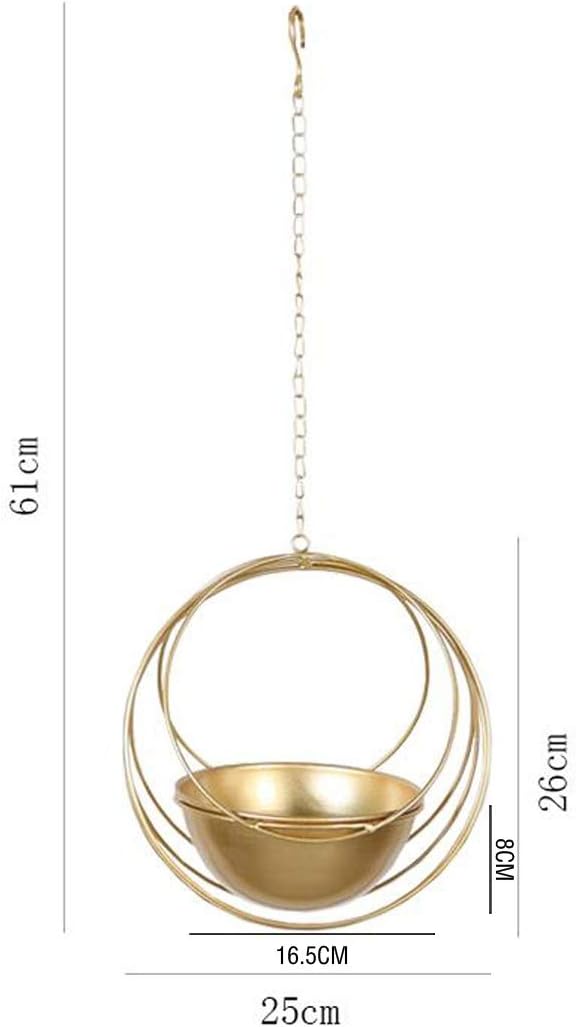 RISEON Boho Gold Metal Plant Hanger,Metal Geometric Hanging Planter, Modern Planter, Mid Century Air Plant Holder Stand, Minimalist Planter for Indoor Outdoor Home Wedding Decor (Gold)