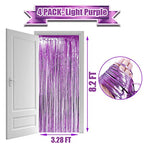 4 Pack Light Purple Foil Fringe Curtain Backdrop, 3.28Ft x 8.2Ft Metallic Tinsel Foil Fringe Streamers Curtains for Party, - color: Light Purple