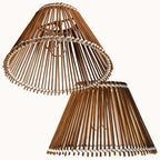Rattan Clip-On Mini Lamp shades, Handmade Bamboo Wicker Cover Shades for Lamps and Chandeliers,2.9" Top X 6.5" Bottom X 4.5" Slant Height (2, Coffee Brown) - color: Coffee Brown