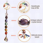2 Pieces of 7 Chakras Healing Crystals and Tree of Life Wall Hanger Tumbled Gemstones Meditation Hanging Ornament Christmas Tree Memorial Hanging Pendant (Style 1) - color: A-style 19