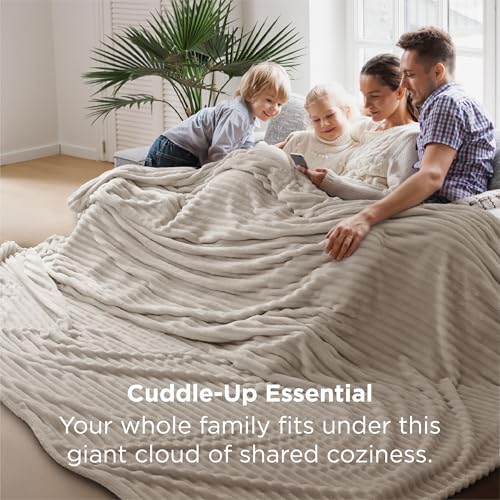 Bedsure GentleSoft Large Fleece Blanket for Bed - Cozy Soft Throw Blankets for Women, Cute Large Throws for Girls, Beige, 120x120 Inches - color: Beige, size: Large