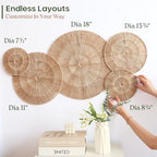 CHI AN HOME 18 Inch Boho Wall Decor – Set of 5 Woven Jute Wall Baskets, Boho Wall Art & Decorative Basket Set, Farmhouse Wall Hanging, Handwoven Wall Plates for Living Room, Bedroom – 18", 14", 11", 8", 7" - size: Set of 5 - Large