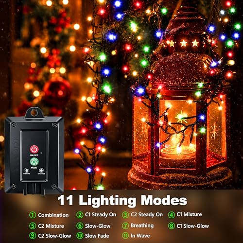 200 LED Solar Lights for Outside, 20FT Multicolor & Warm White Solar Fairy String Lights Outdoor with 11 Lighting Modes, Firecrackers Twinkle Light Waterproof for Garden Patio Christmas Party Decor - color: Multicolor & Warm White, size: 200LED*1pc-solar