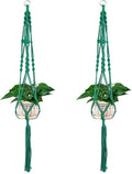 Vpang 2 Pack Colorful Cotton Macrame Plant Hanger, Outdoor Indoor Hanging Planter Basket Flower Pot Holder Boho Home Decor 40 Inch (Green)