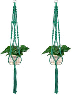 Vpang 2 Pack Colorful Cotton Macrame Plant Hanger, Outdoor Indoor Hanging Planter Basket Flower Pot Holder Boho Home Decor 40 Inch (Green)