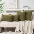 MIULEE Pack of 2 Couch Throw Pillow Covers 16x16 Inch Soft Olive Green Chenille Pillow Covers for Sofa Living Room Solid Dyed Pillow Cases - color: Olive Green, size: 16" x 16" (Pack of 2)