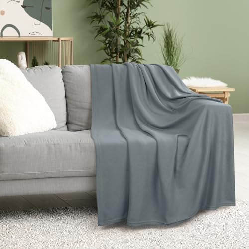 Utopia Bedding Knit Blanket Queen Size (90x90 Inches, Grey) Soft Lightweight Jersey Breathable Sweatshirt Blanket for Bed,Couch & Sofa - color: Grey, size: Queen