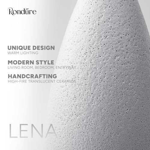 RONDURE 11.0" Ceramic Cordless Table Lamp, Portable Rechargeable Table lamp, Touch Dimmable Warm Ambient Lighting for Living Room, Bedroom, Dining Room, Fast Charging & Long Lasting - style: Lena